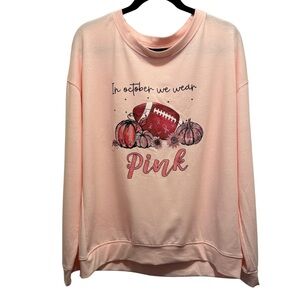 In October We Wear Pink Breast Cancer Awareness Long Sleeve Shirt Size XXL